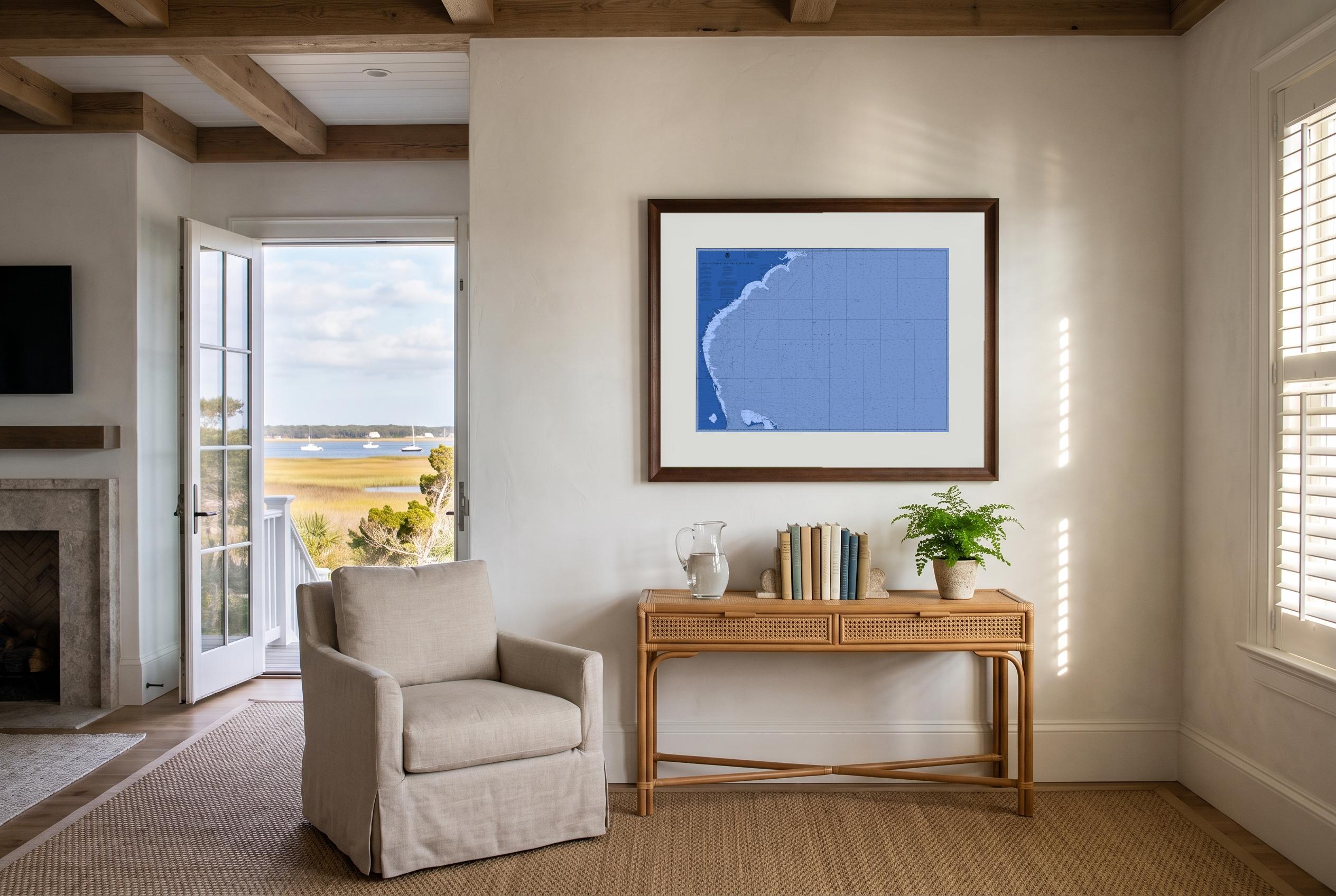 Cape Hatteras to Straits of Florida in Nor'easter, framed in a room