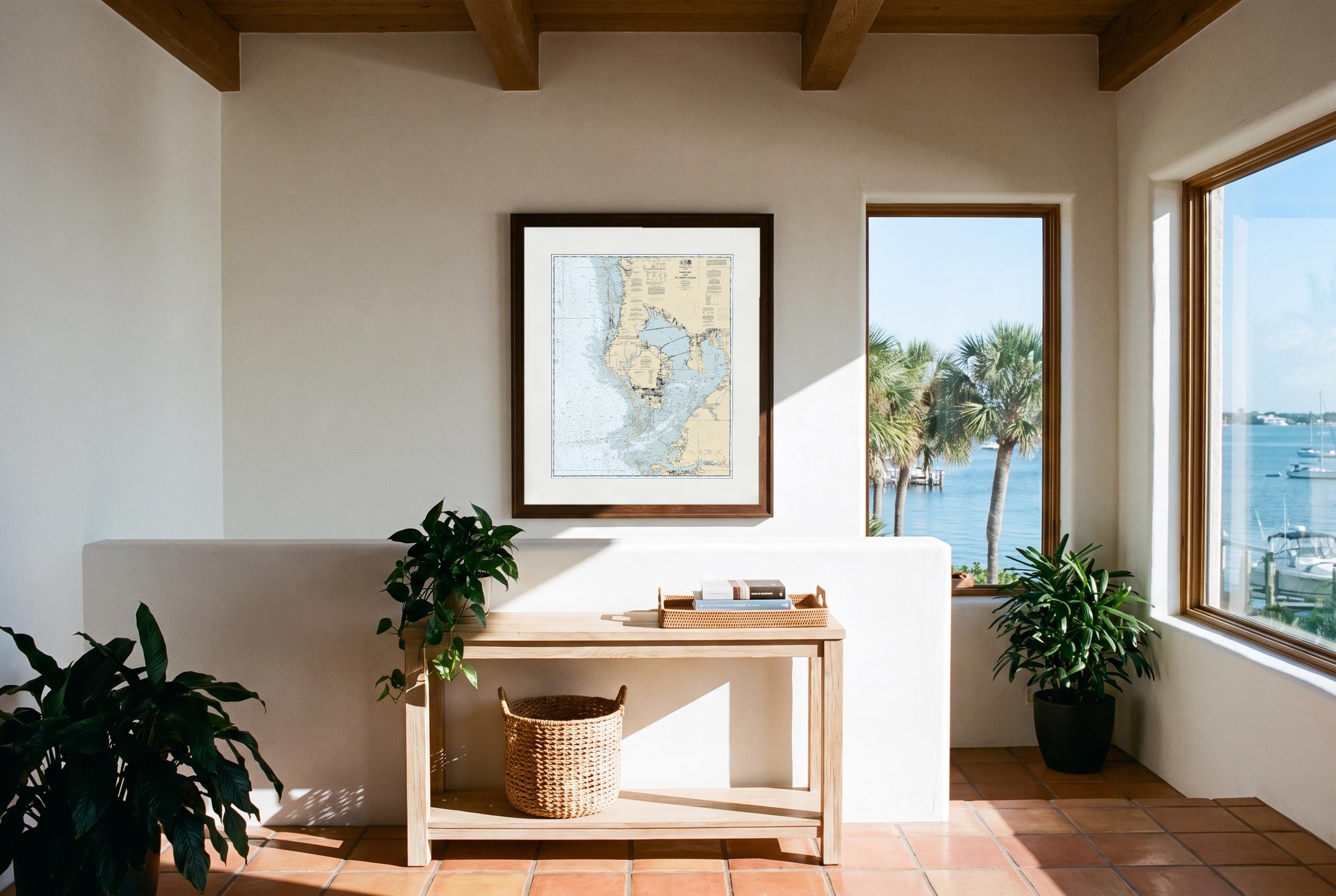 Tampa Bay in Charthouse, framed in a room