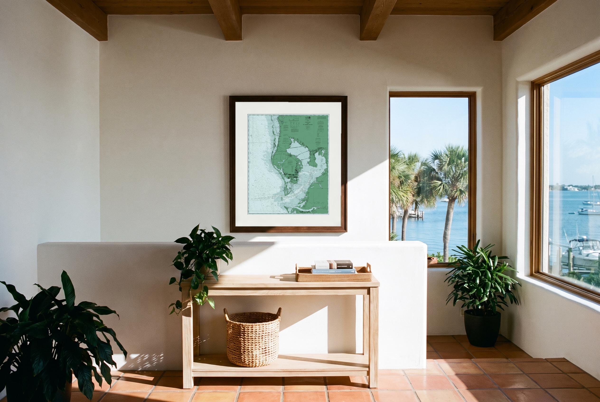Tampa Bay in Salt Marsh, framed in a room