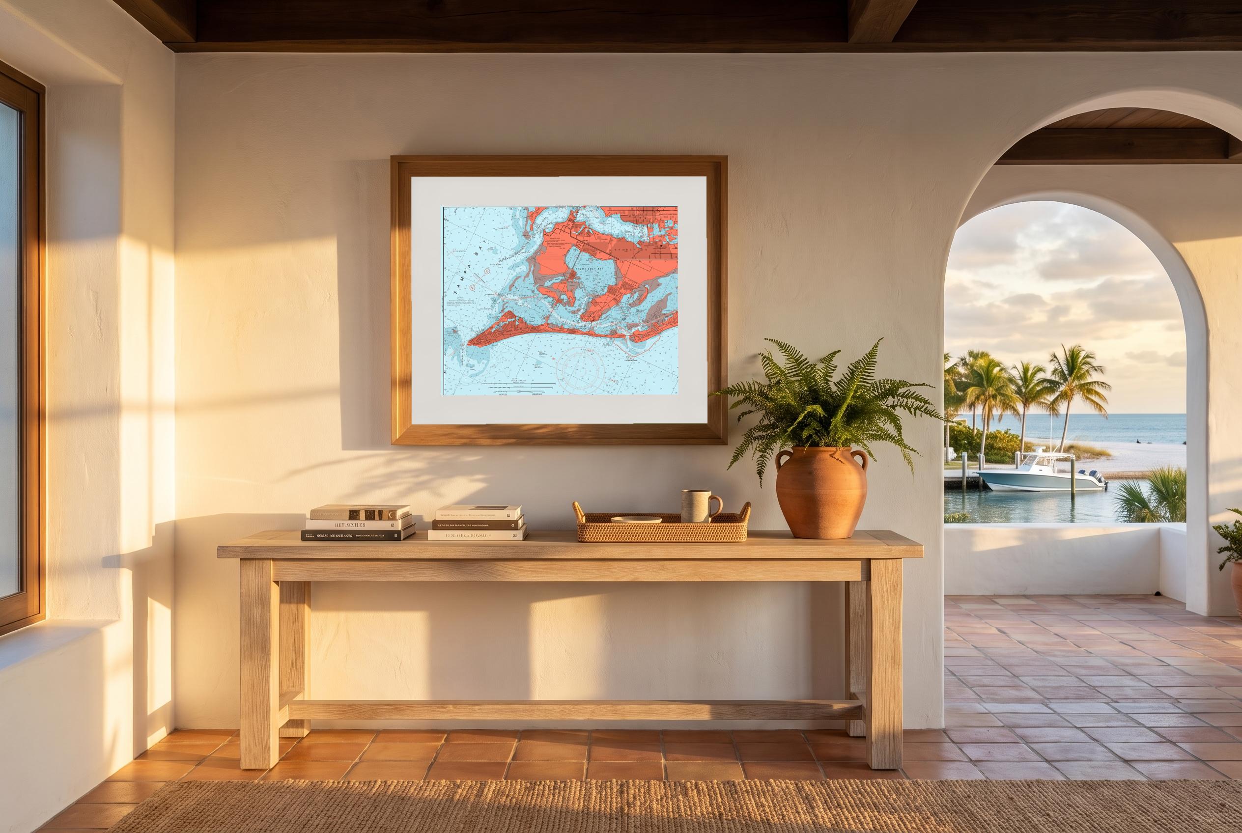 Anna Maria Island in Reef Break, framed in a room