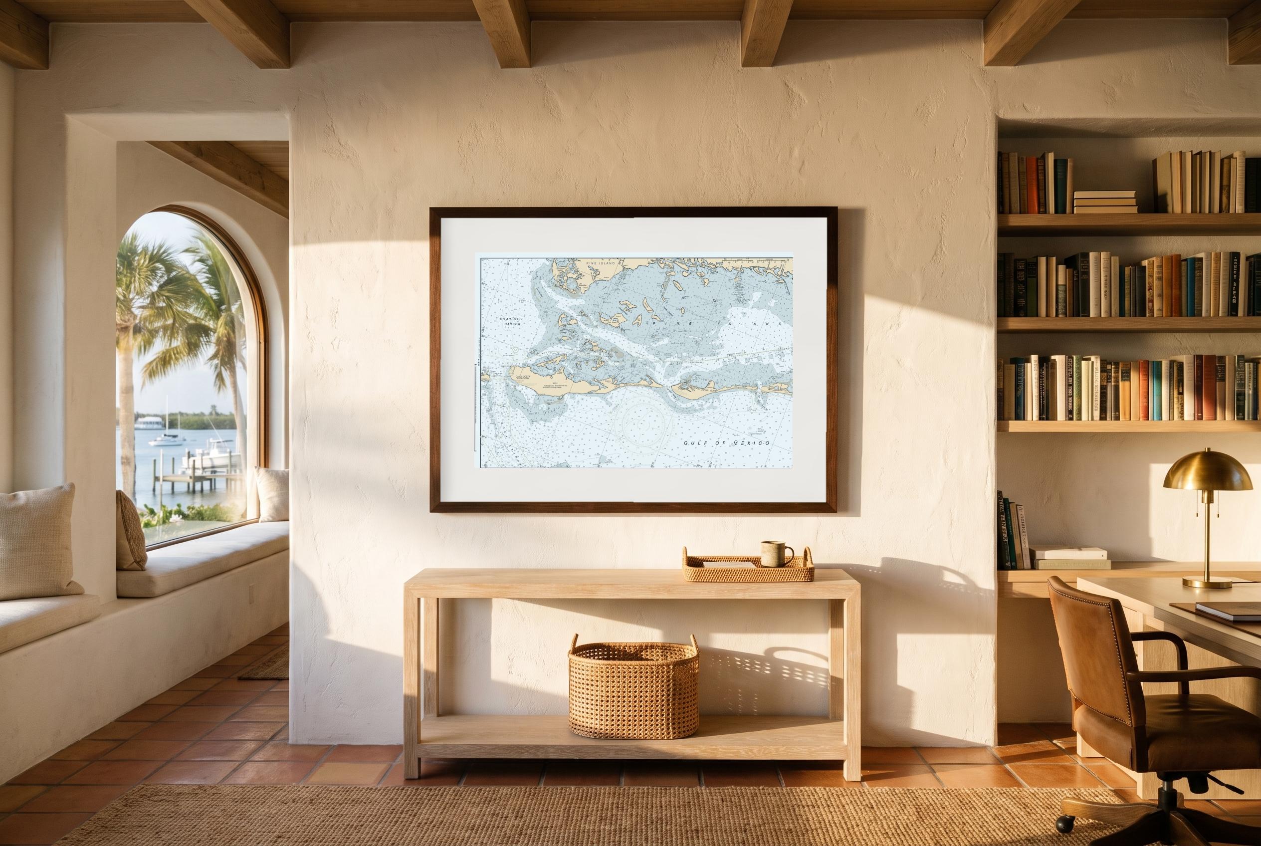 Sanibel & Fort Myers in Charthouse, framed in a room