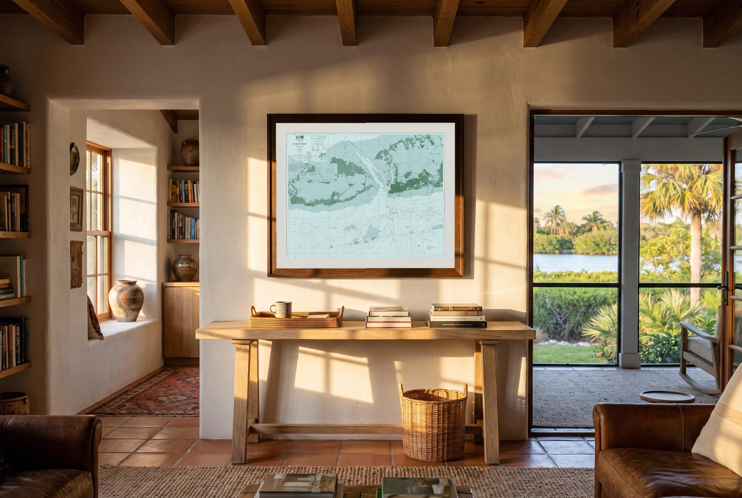 Key West in Salt Marsh, framed in a room