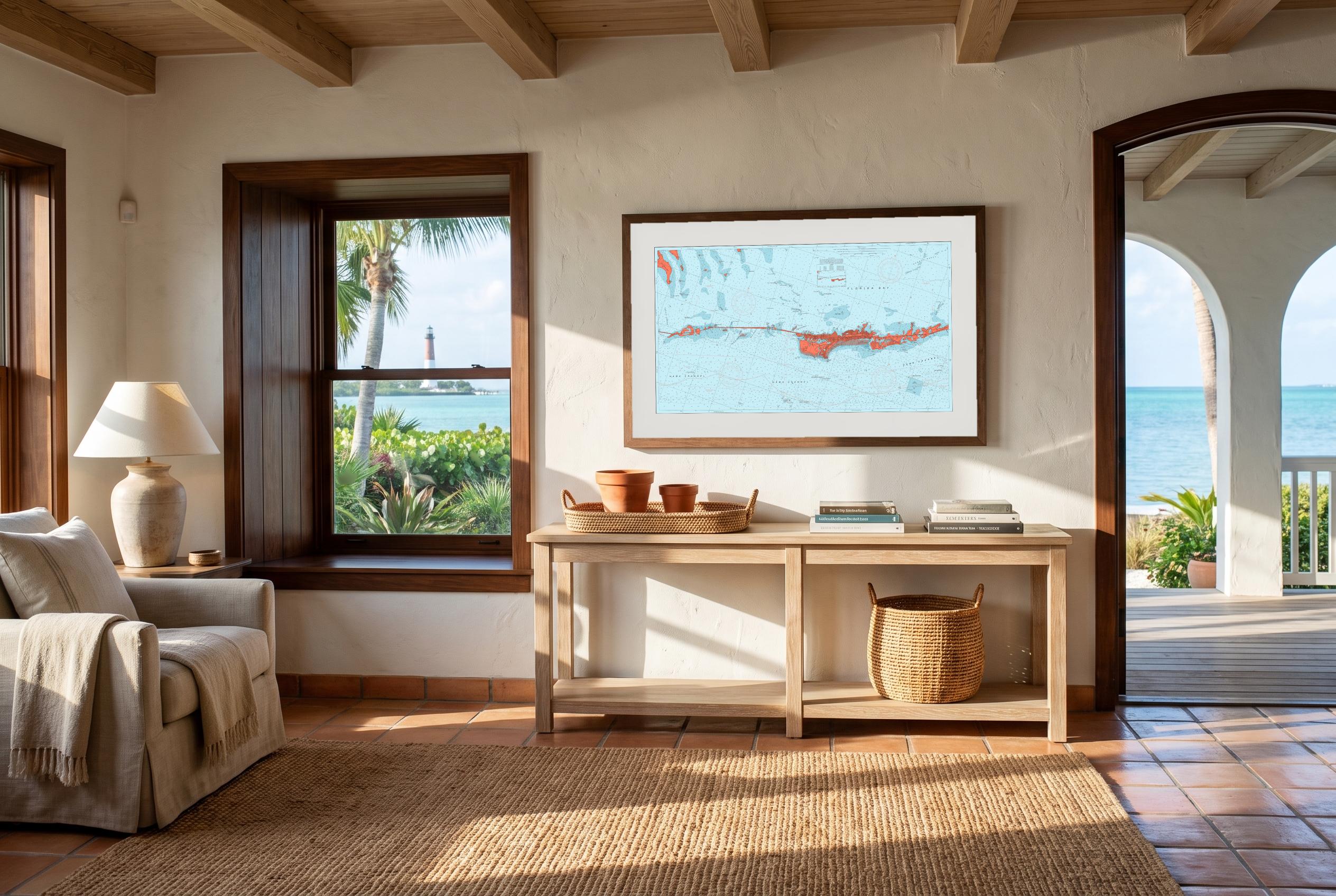 Marathon in Reef Break, framed in a room