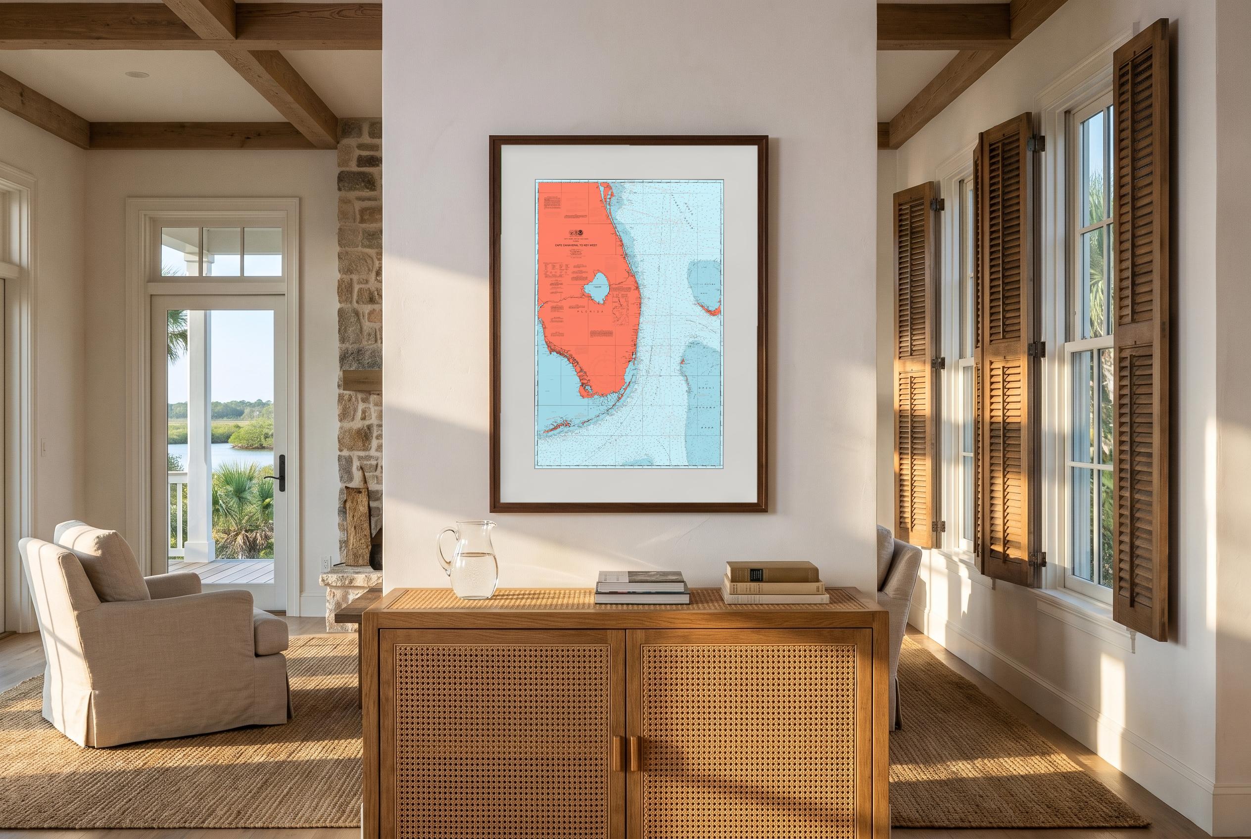 Cape Canaveral to Key West in Reef Break, framed in a room