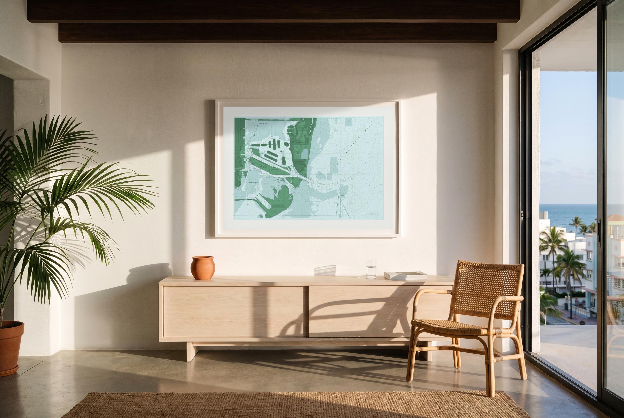 Miami Beach in Salt Marsh, framed in a room