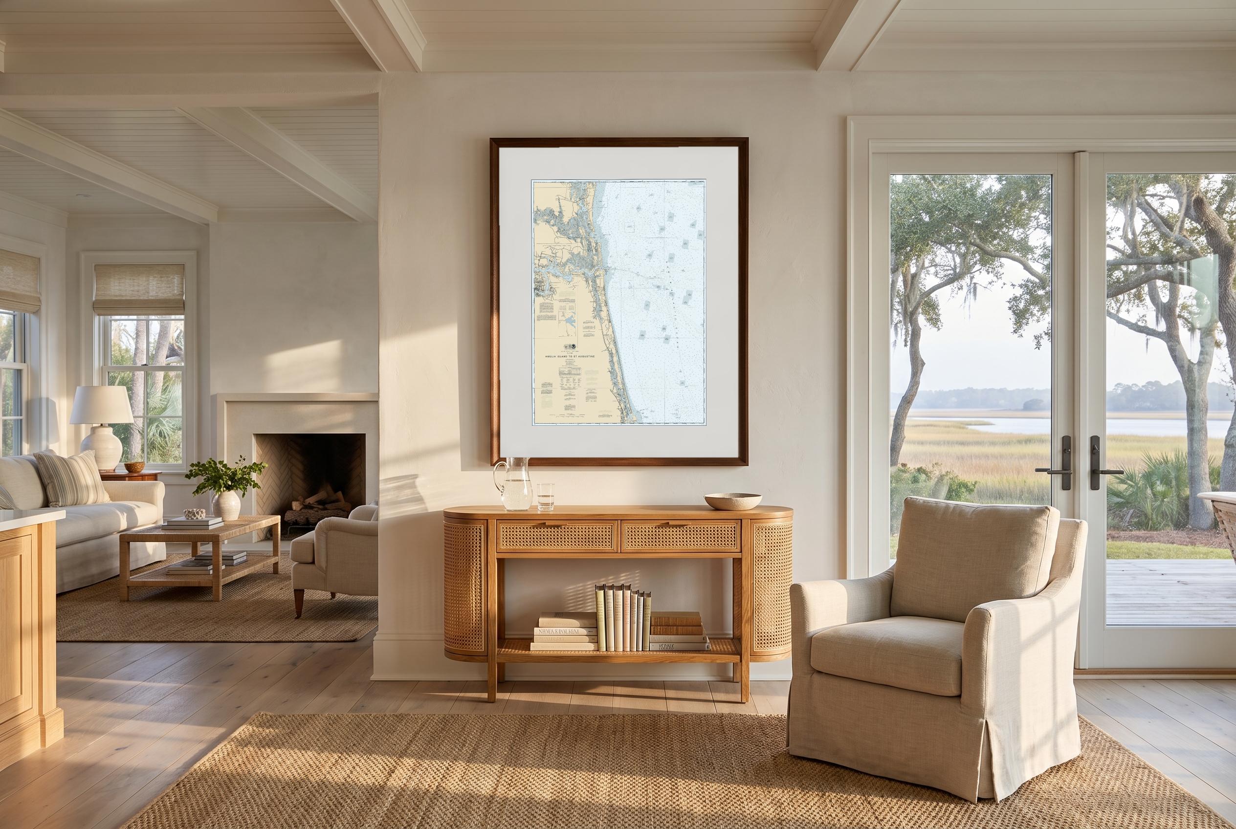 Amelia Island to St. Augustine in Charthouse, framed in a room