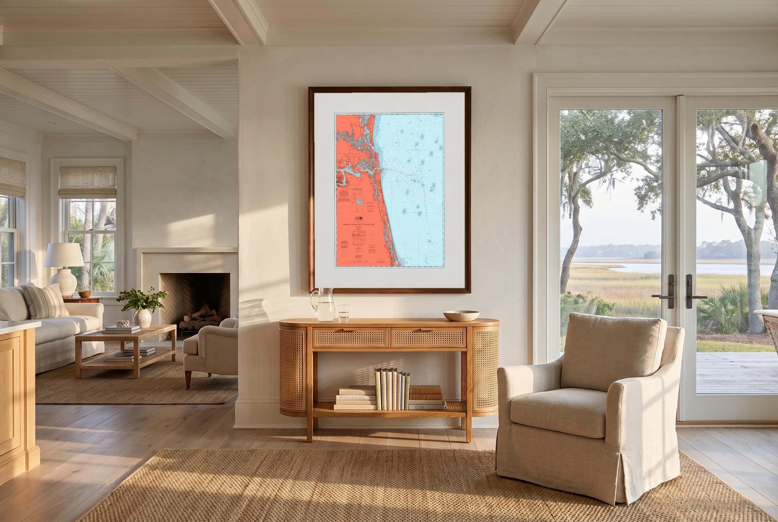 Amelia Island to St. Augustine in Reef Break, framed in a room