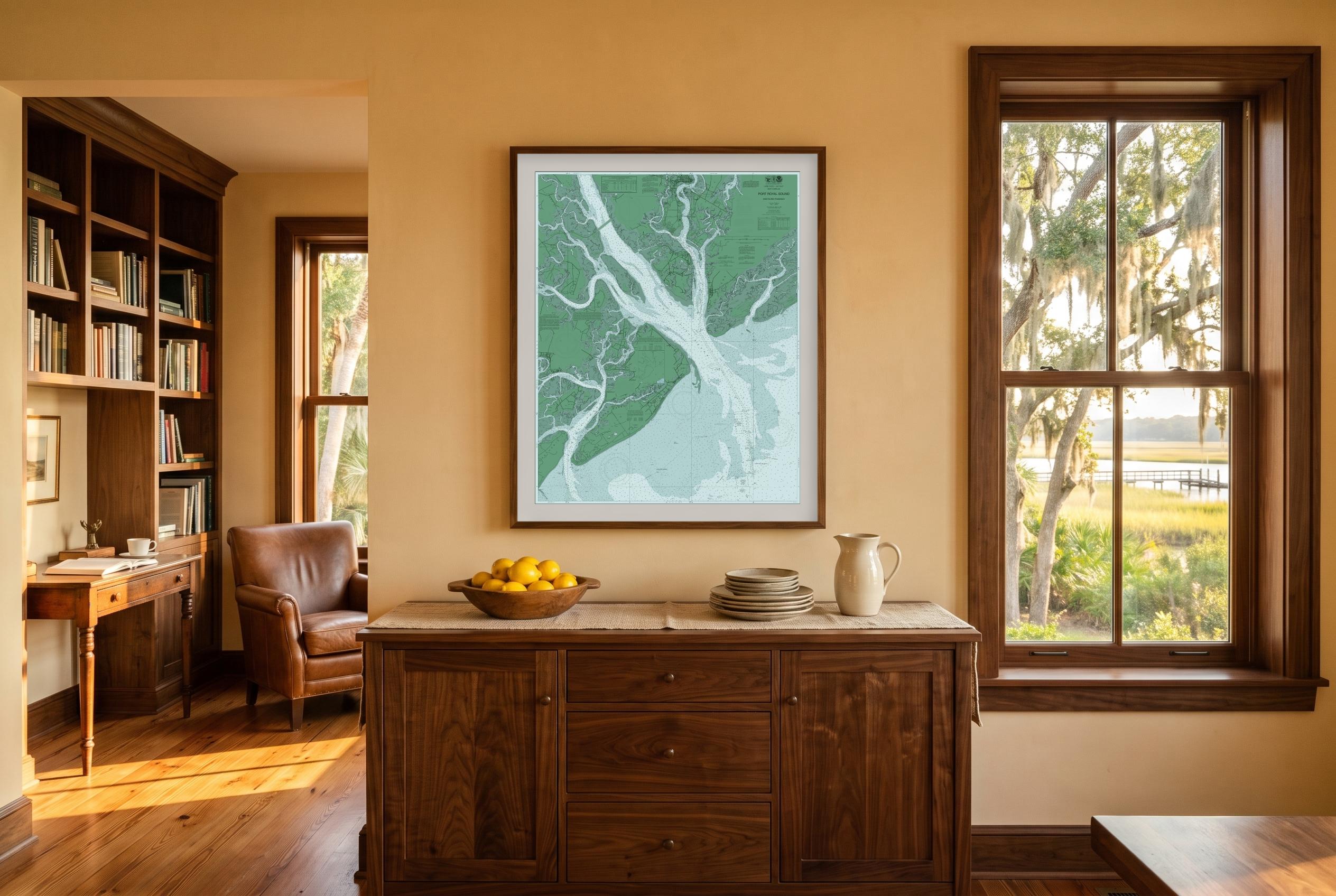 Hilton Head in Salt Marsh, framed in a room