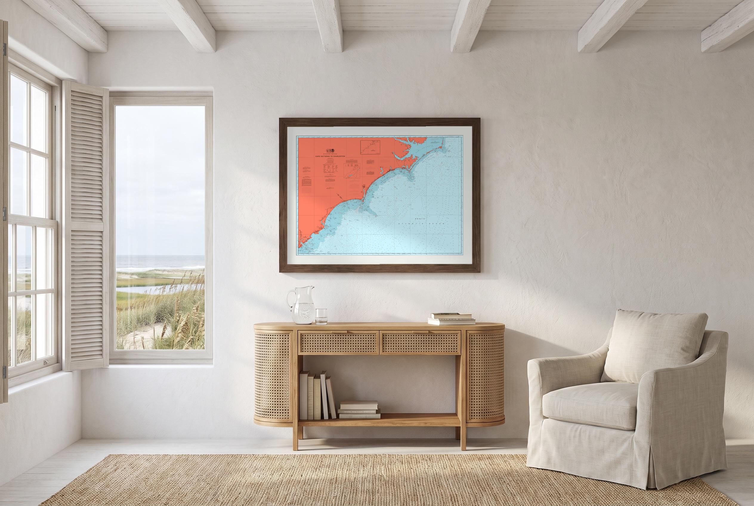 Cape Hatteras to Charleston in Reef Break, framed in a room