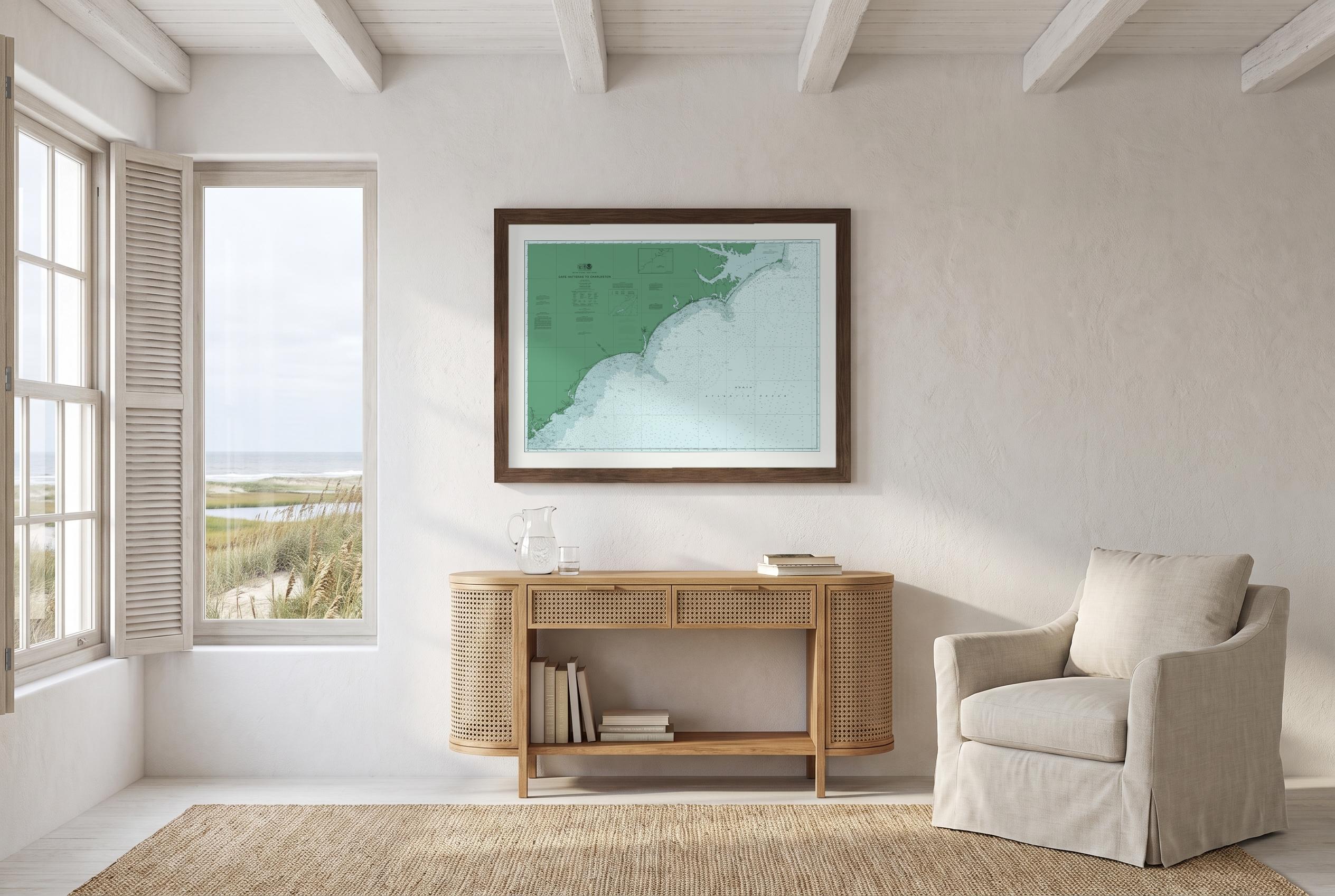 Cape Hatteras to Charleston in Salt Marsh, framed in a room