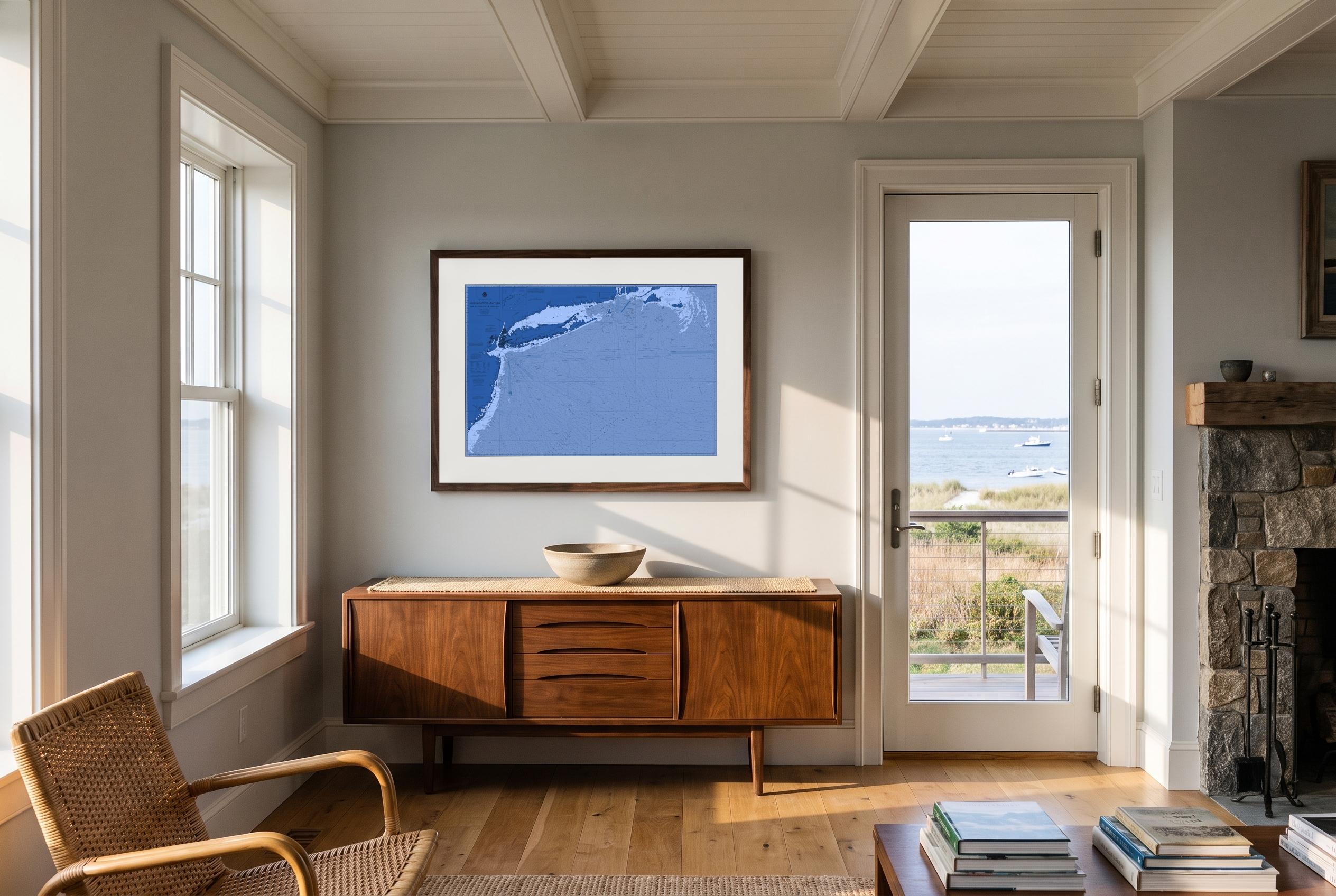 Approaches to New York in Nor'easter, framed in a room