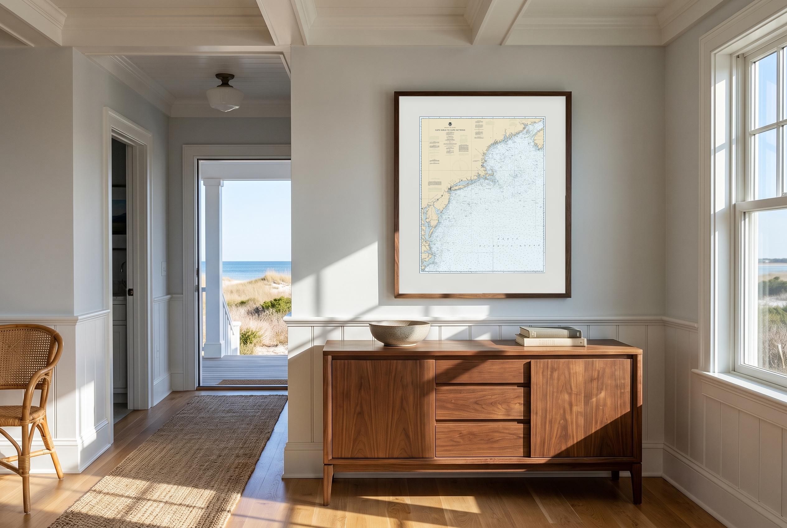 Cape Sable to Cape Hatteras in Charthouse, framed in a room