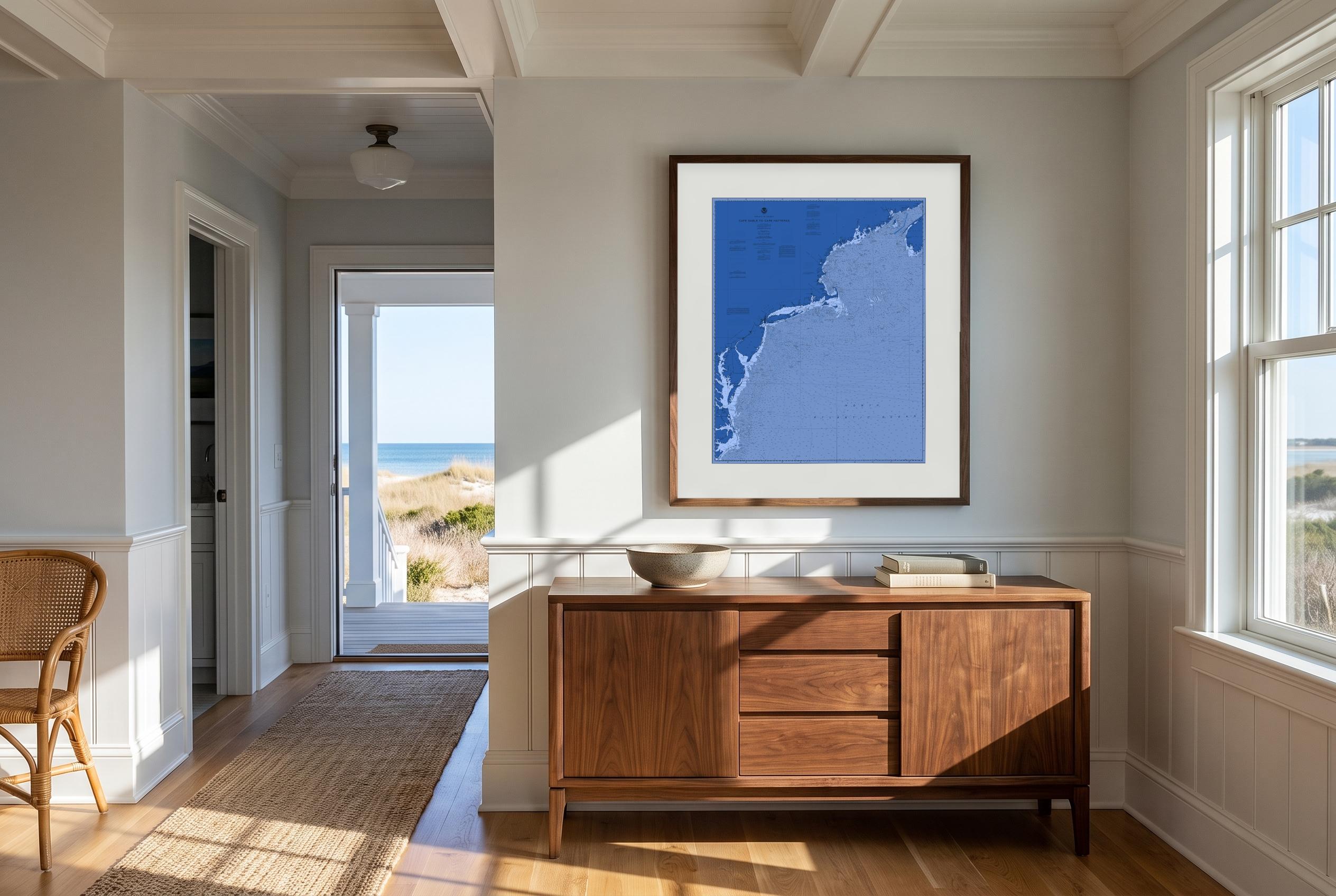 Cape Sable to Cape Hatteras in Nor'easter, framed in a room