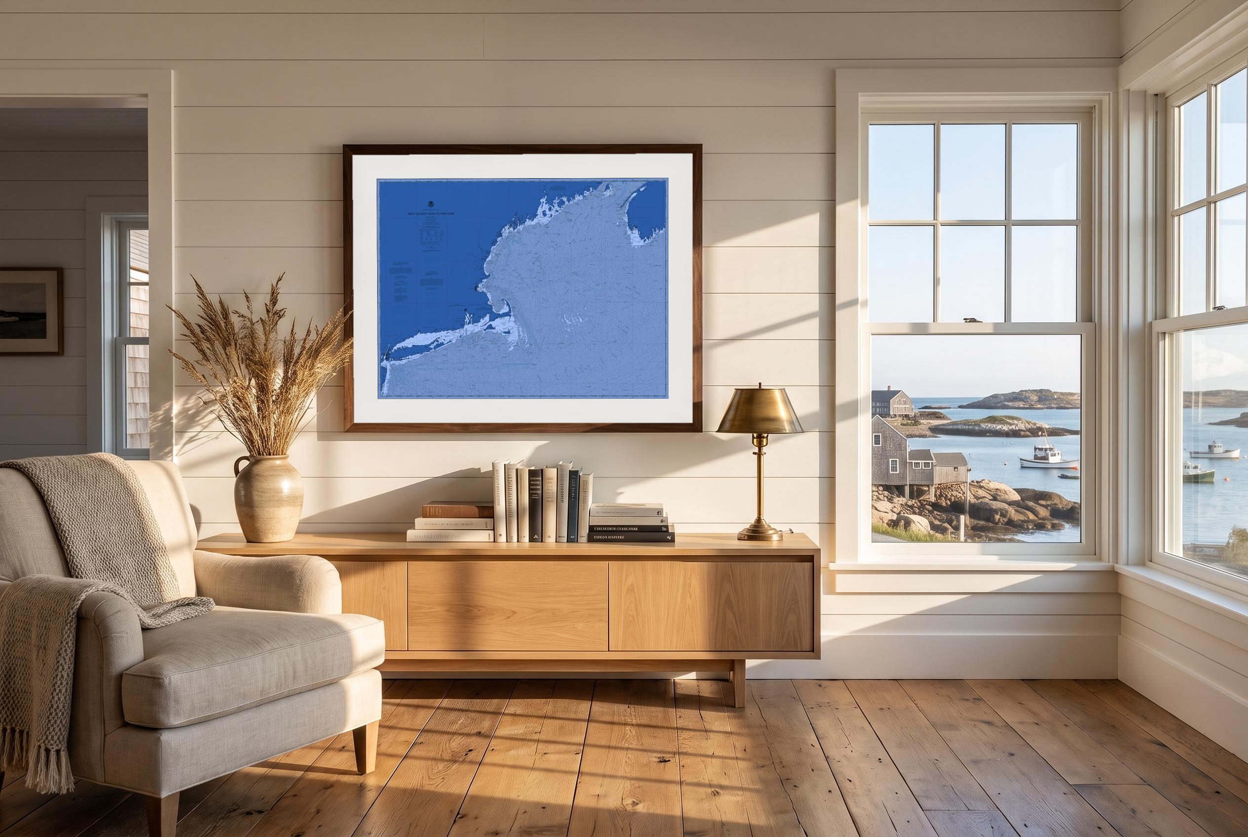 West Quoddy Head to New York in Nor'easter, framed in a room