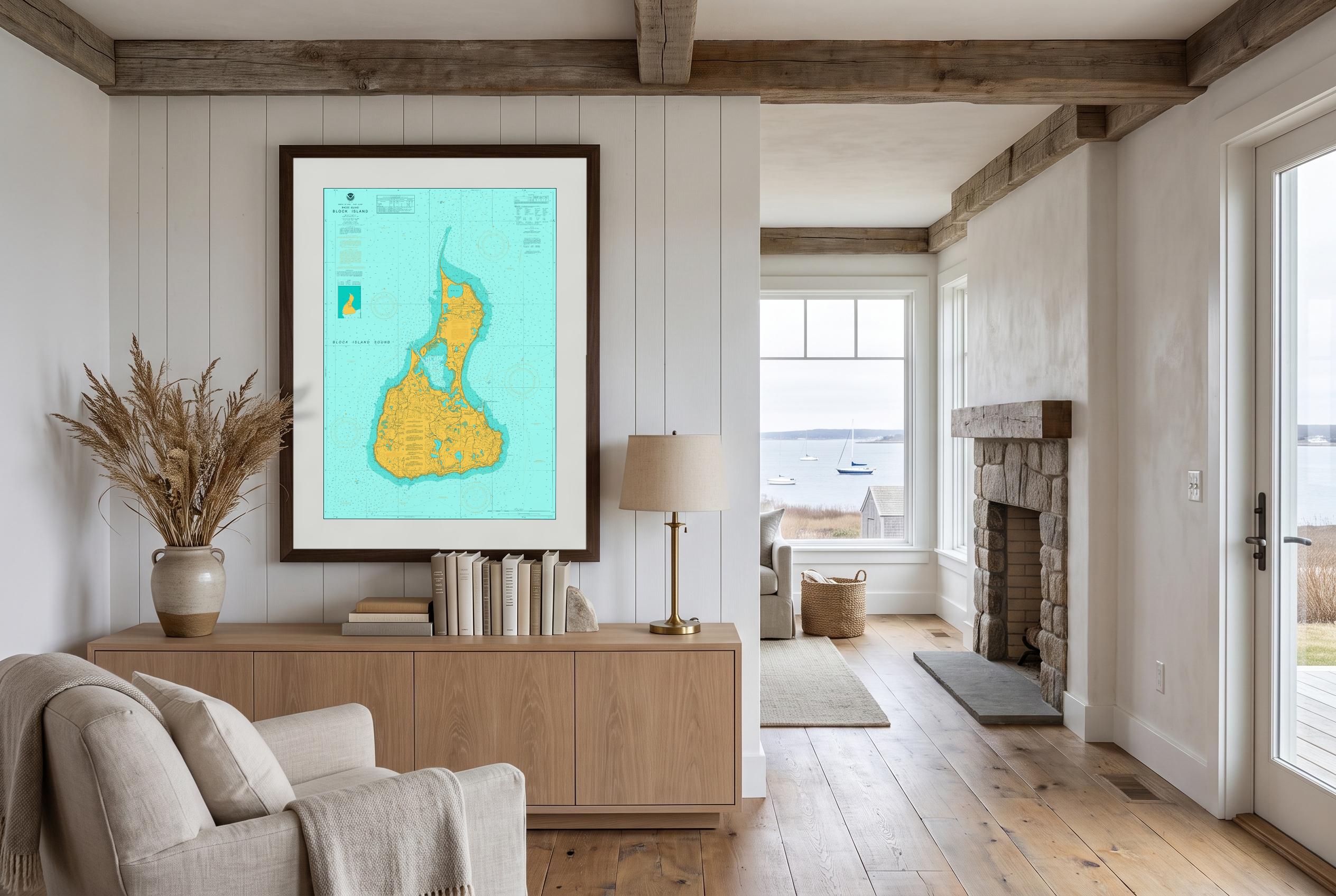 Block Island Sound in Doubloon, framed in a room