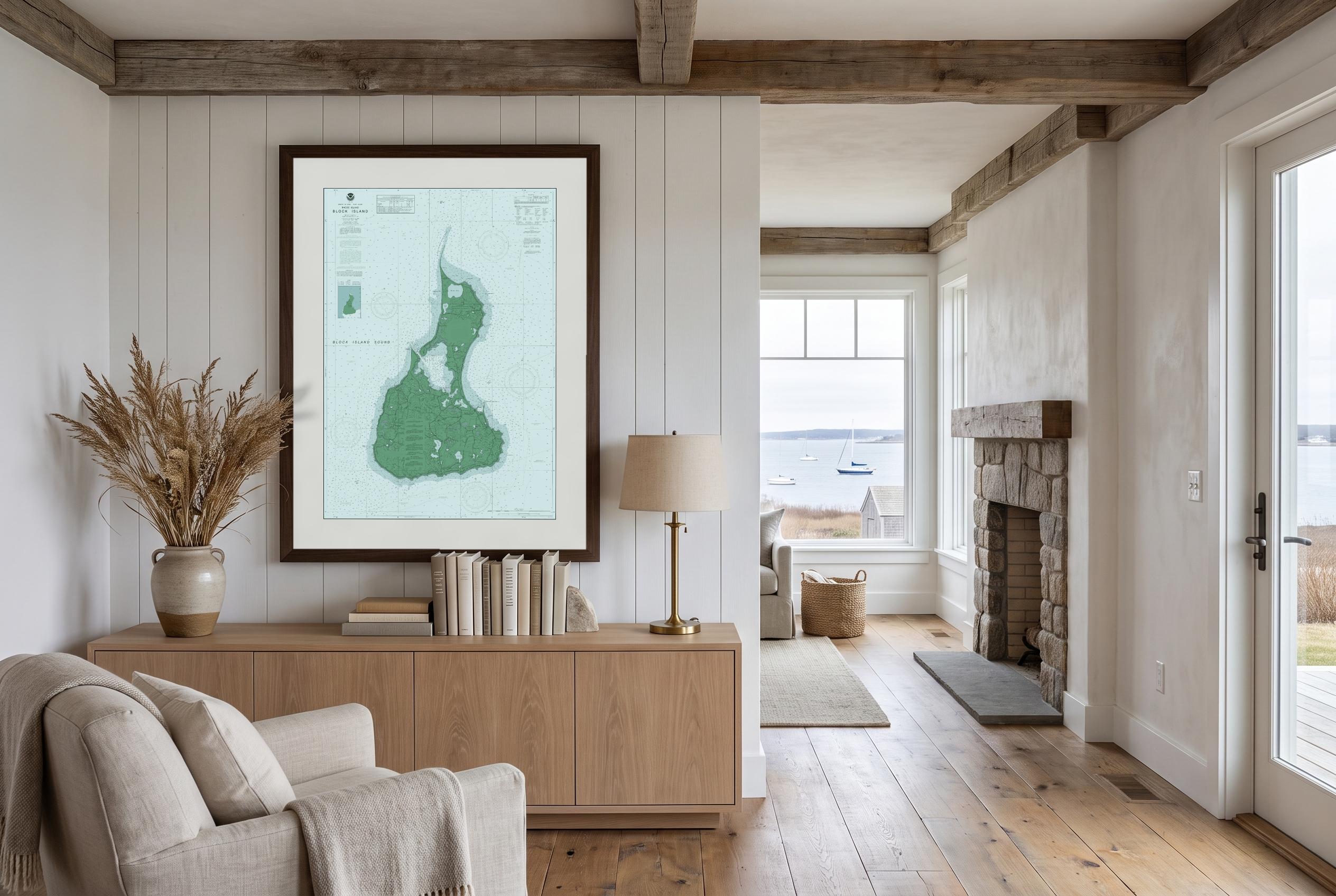 Block Island Sound in Salt Marsh, framed in a room