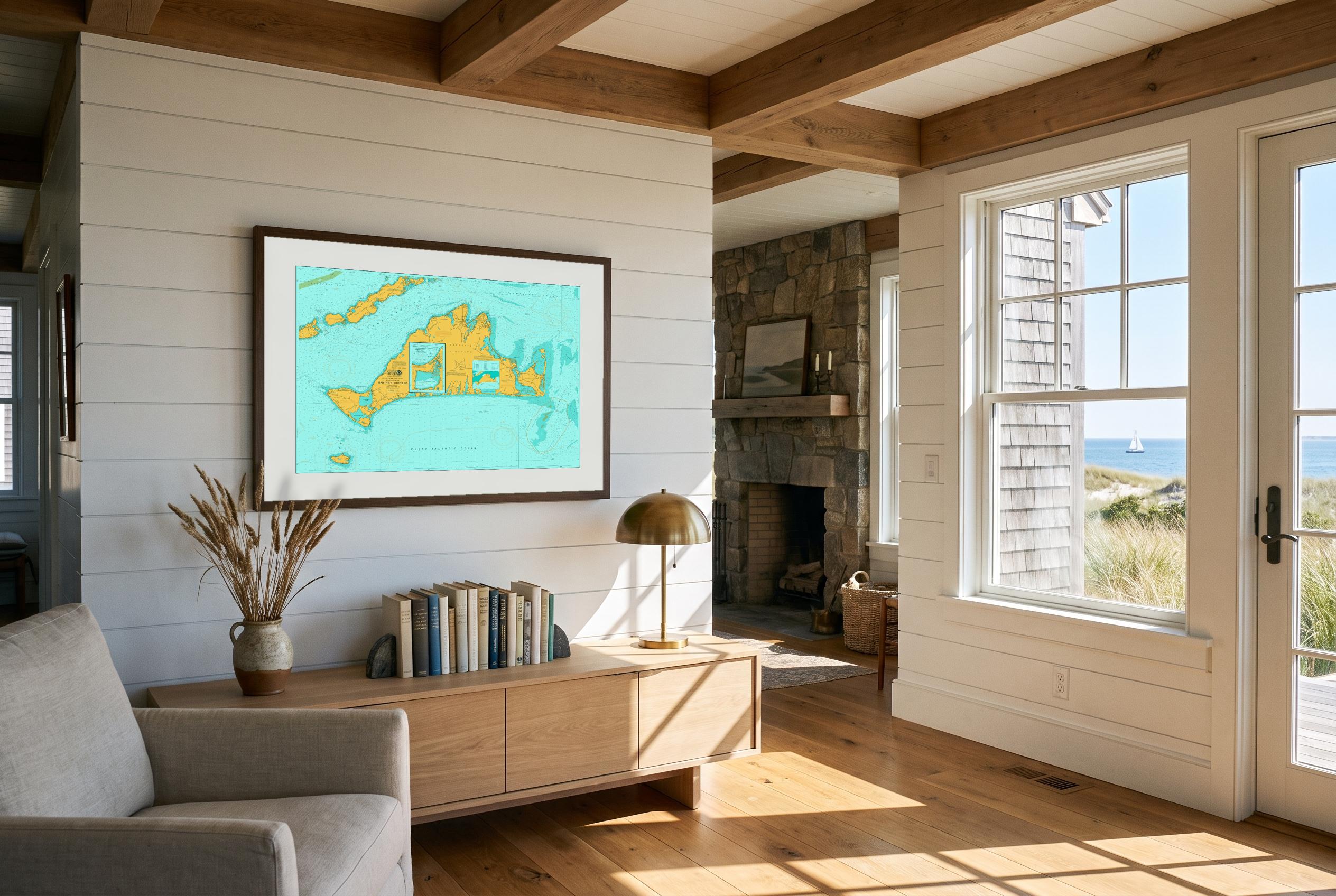 Martha's Vineyard in Doubloon, framed in a room