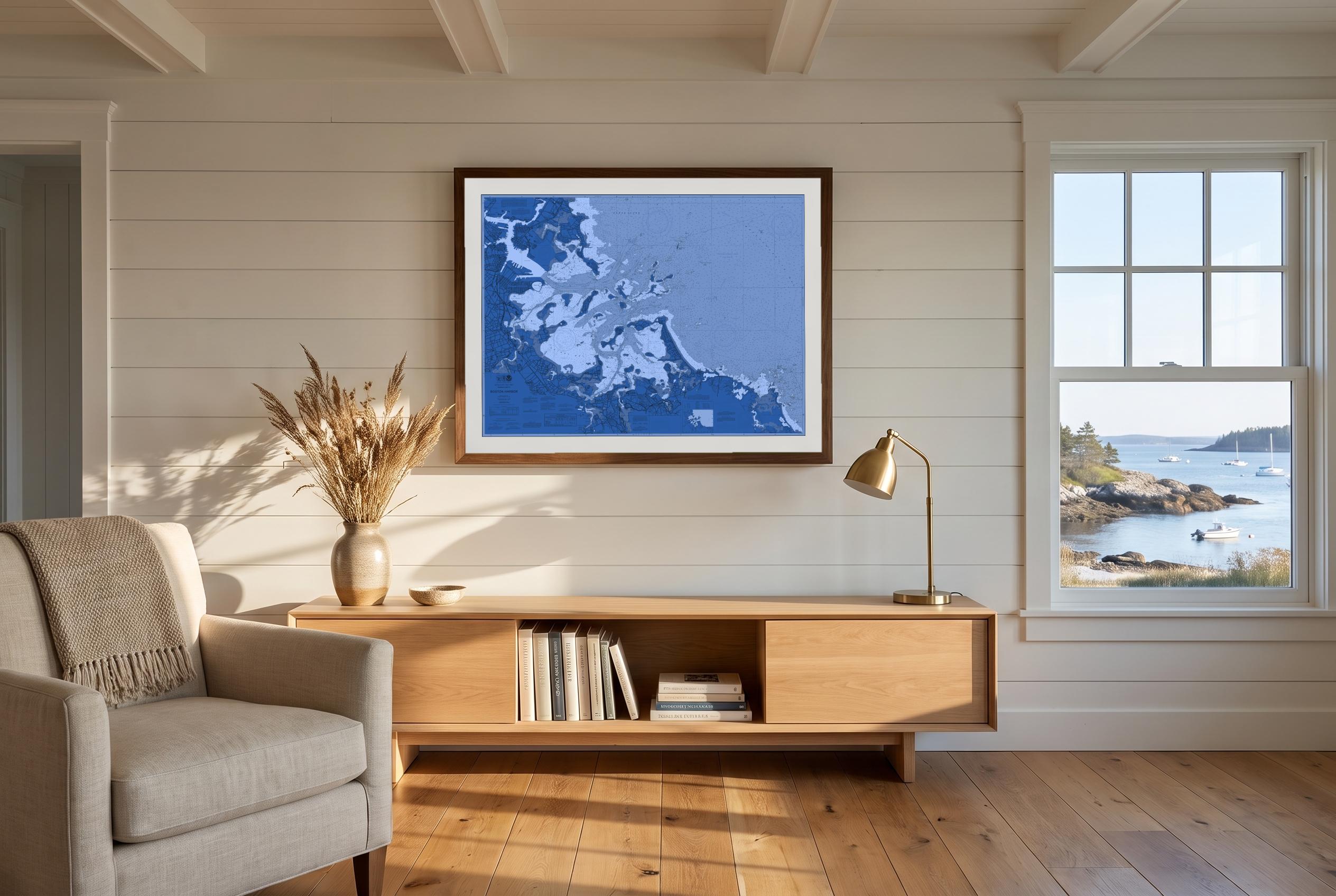 Boston Harbor in Nor'easter, framed in a room