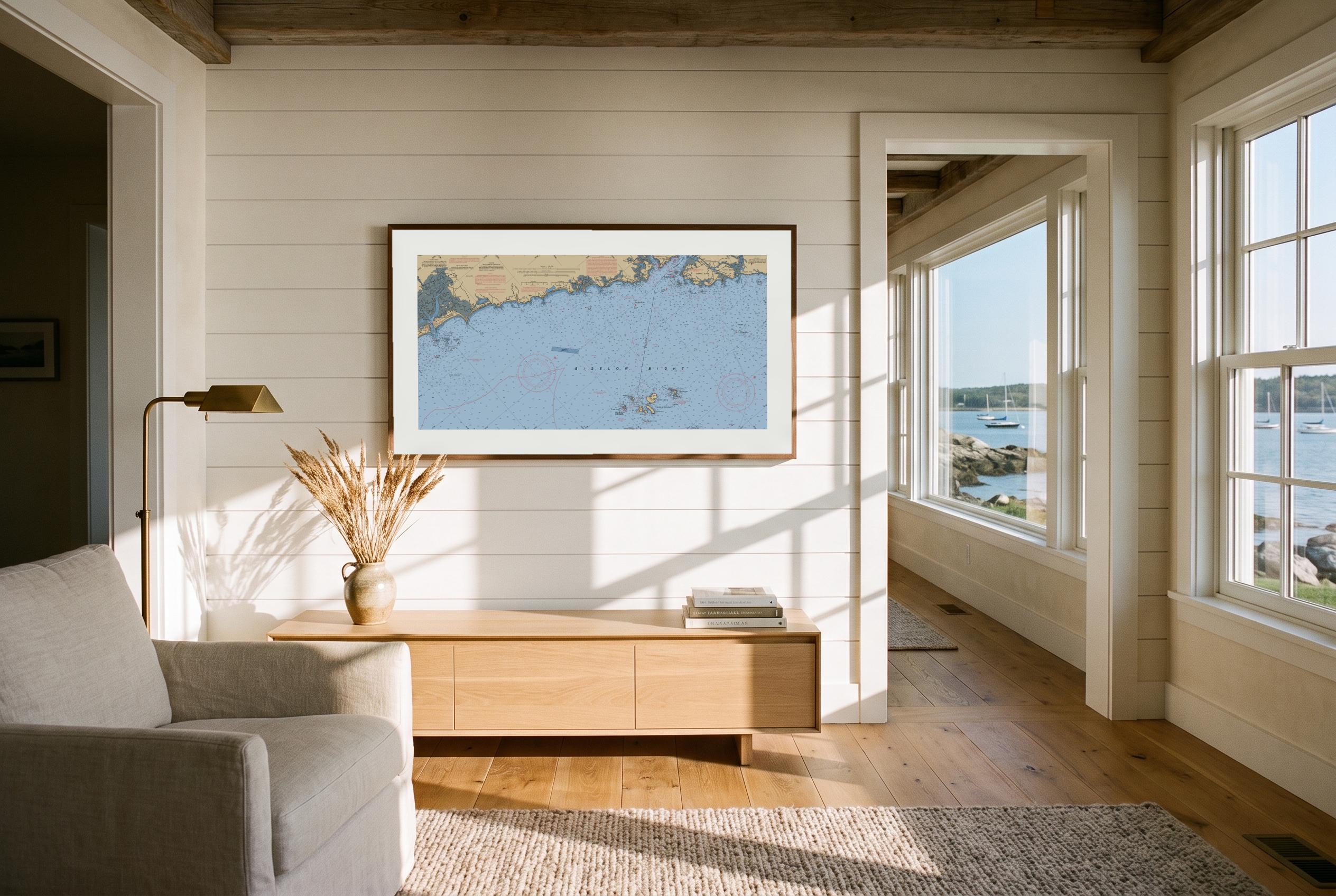 Seacoast Beaches in Deep Channel, framed in a room