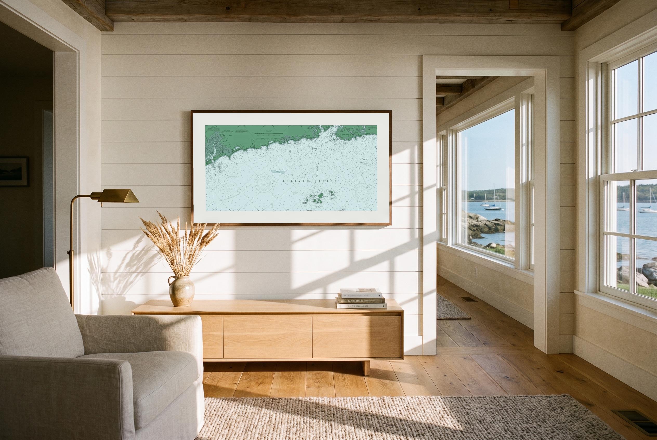 Seacoast Beaches in Salt Marsh, framed in a room