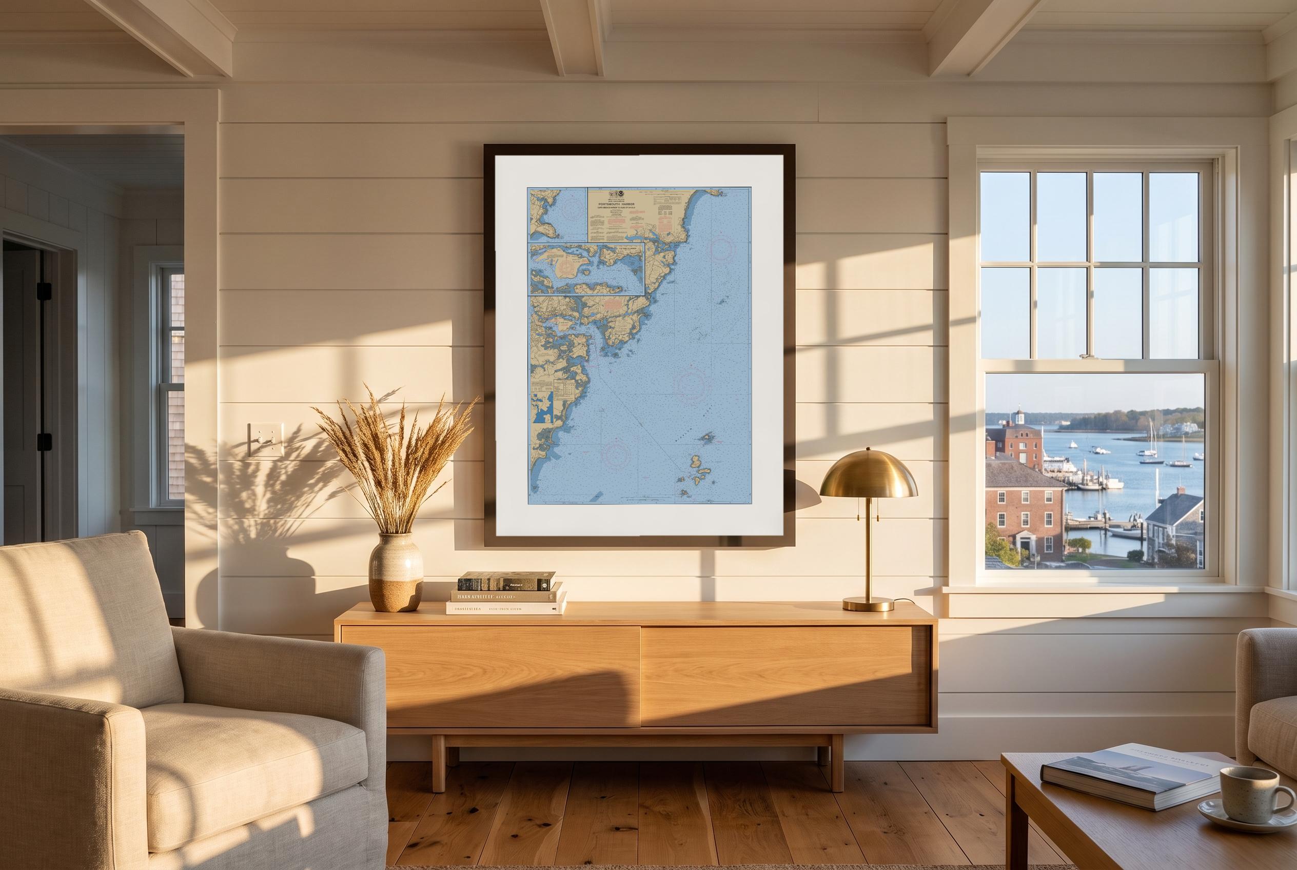 Portsmouth Harbor in Deep Channel, framed in a room