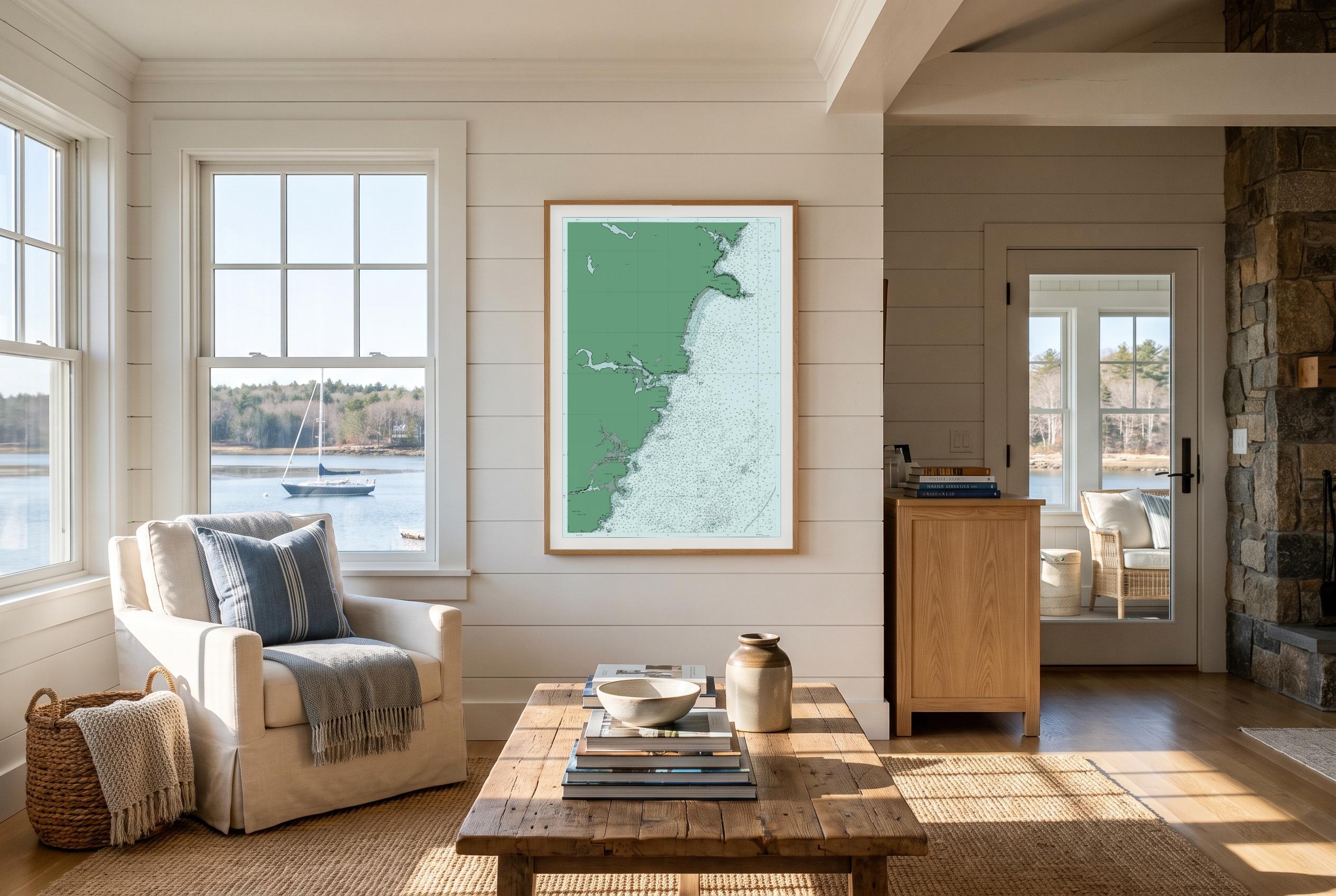 York, Maine in Salt Marsh, framed in a room