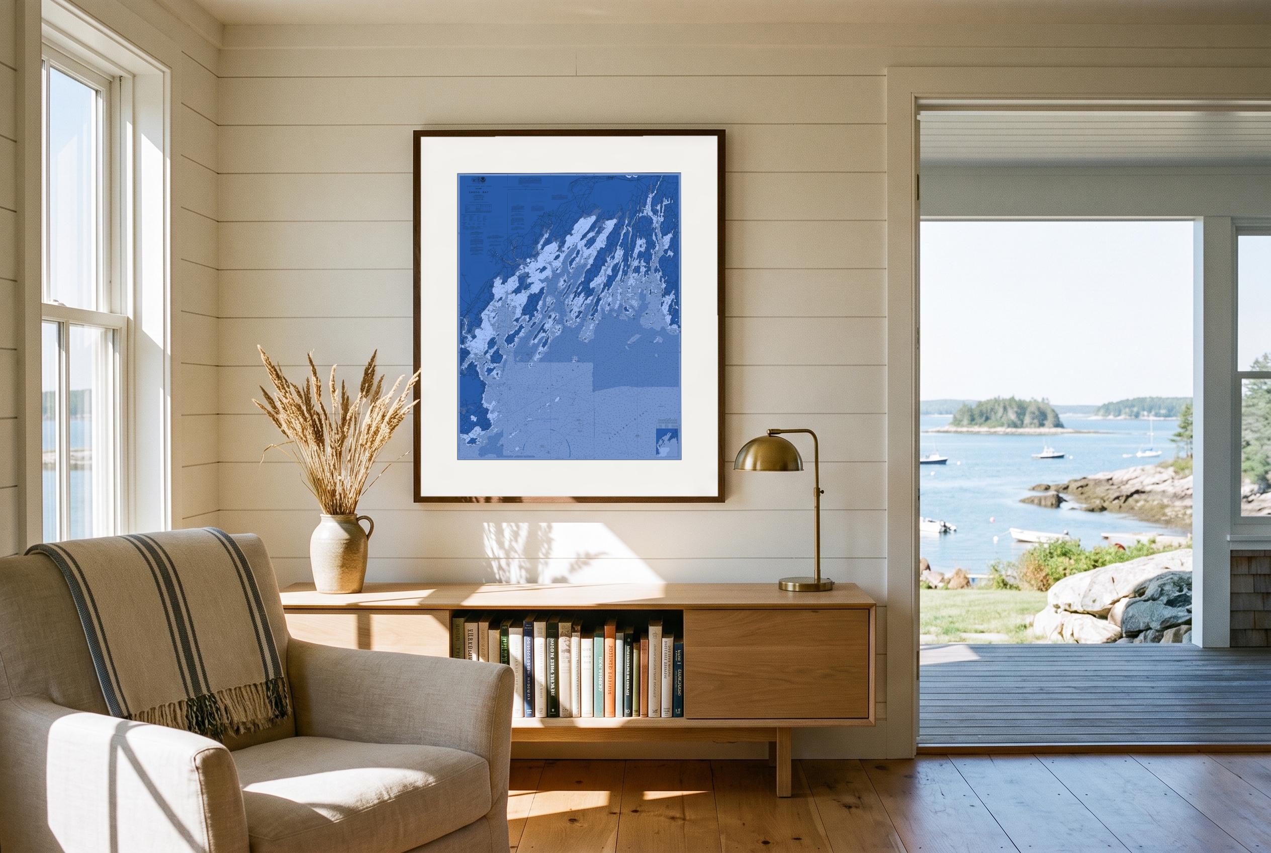 Casco Bay in Nor'easter, framed in a room