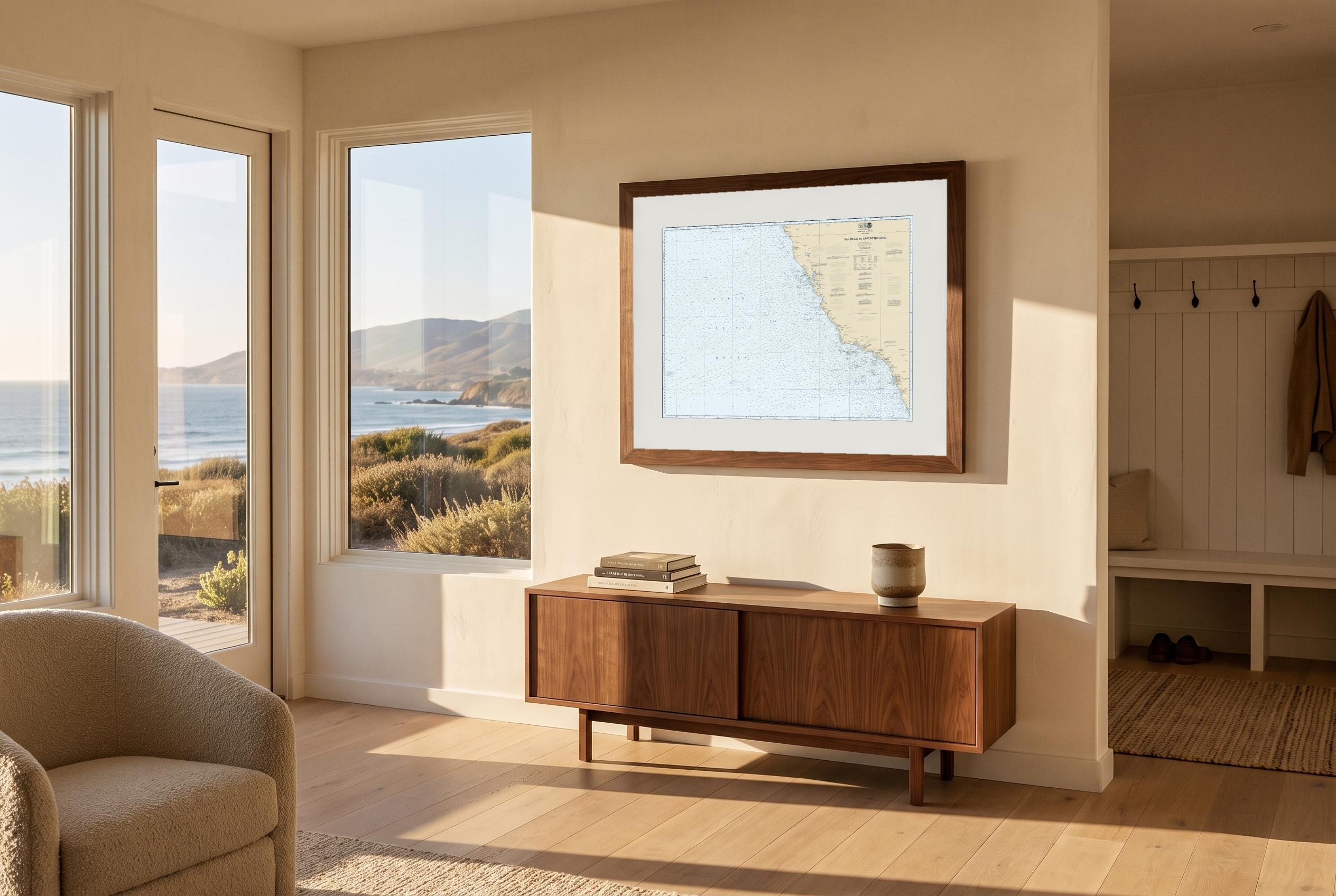 San Diego to Cape Mendocino in Charthouse, framed in a room