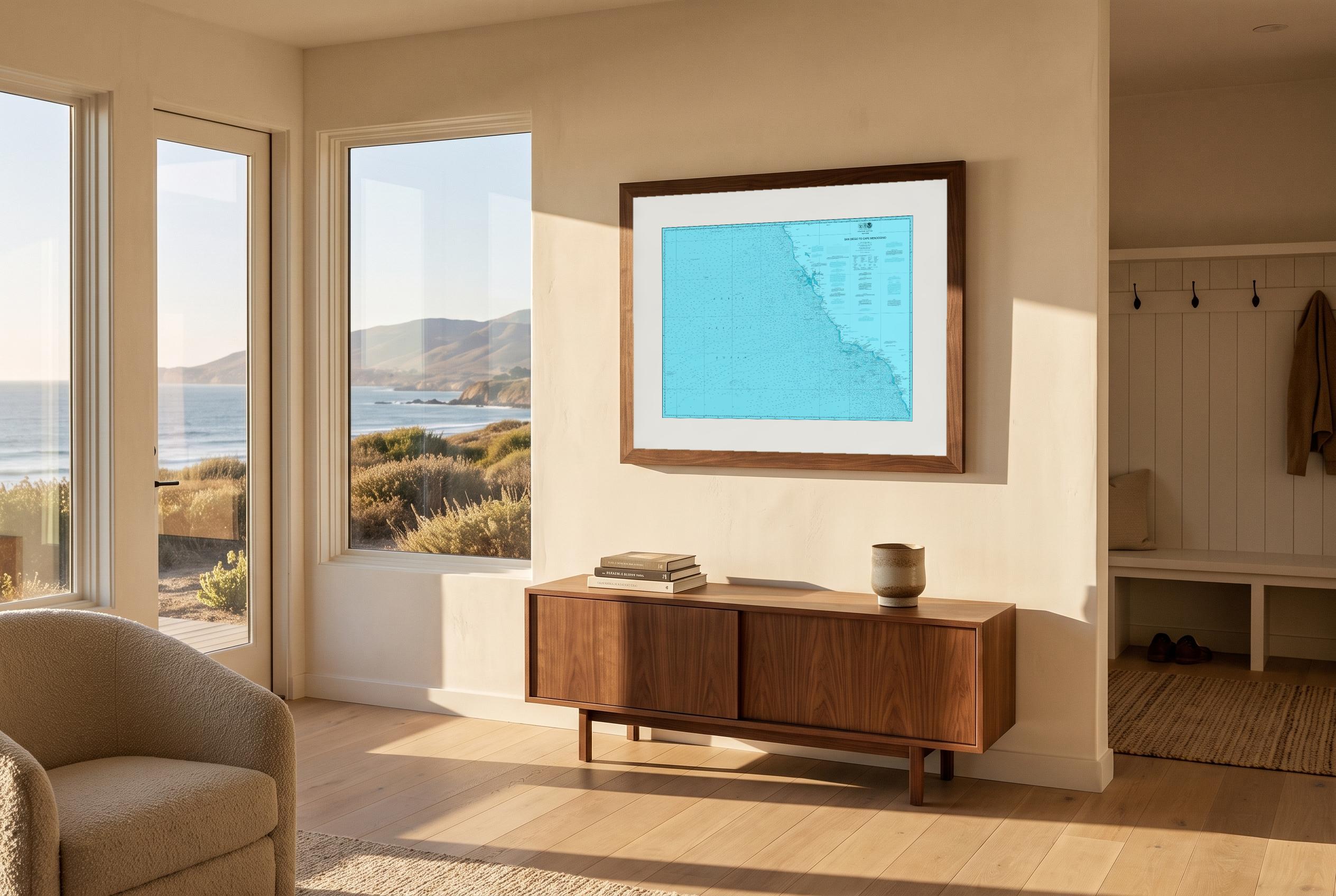 San Diego to Cape Mendocino in Riptide, framed in a room