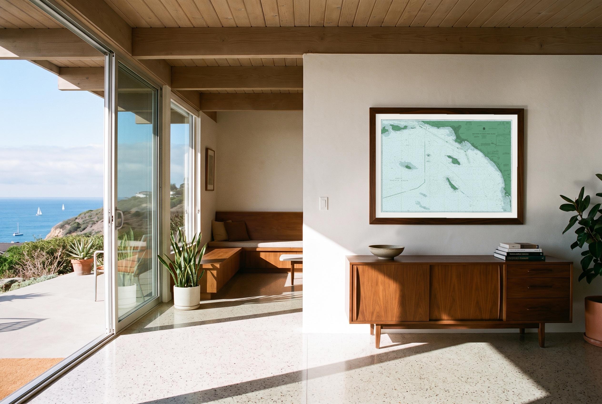 San Diego to Santa Rosa Island in Salt Marsh, framed in a room