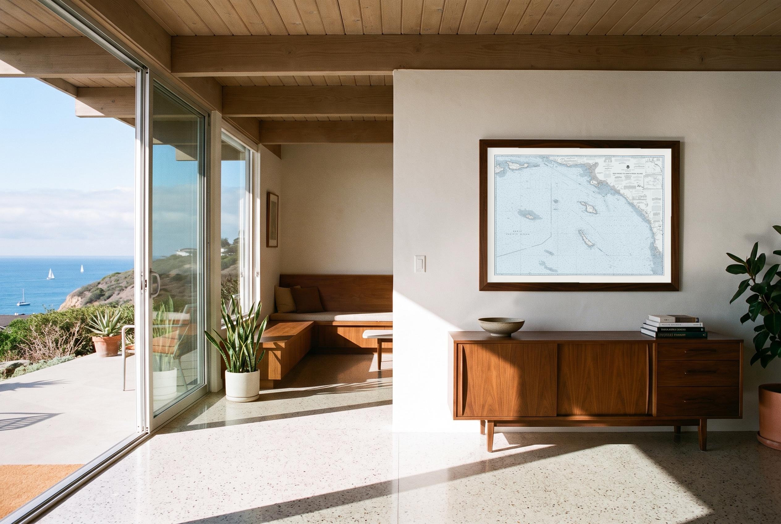 San Diego to Santa Rosa Island in Sea Smoke, framed in a room