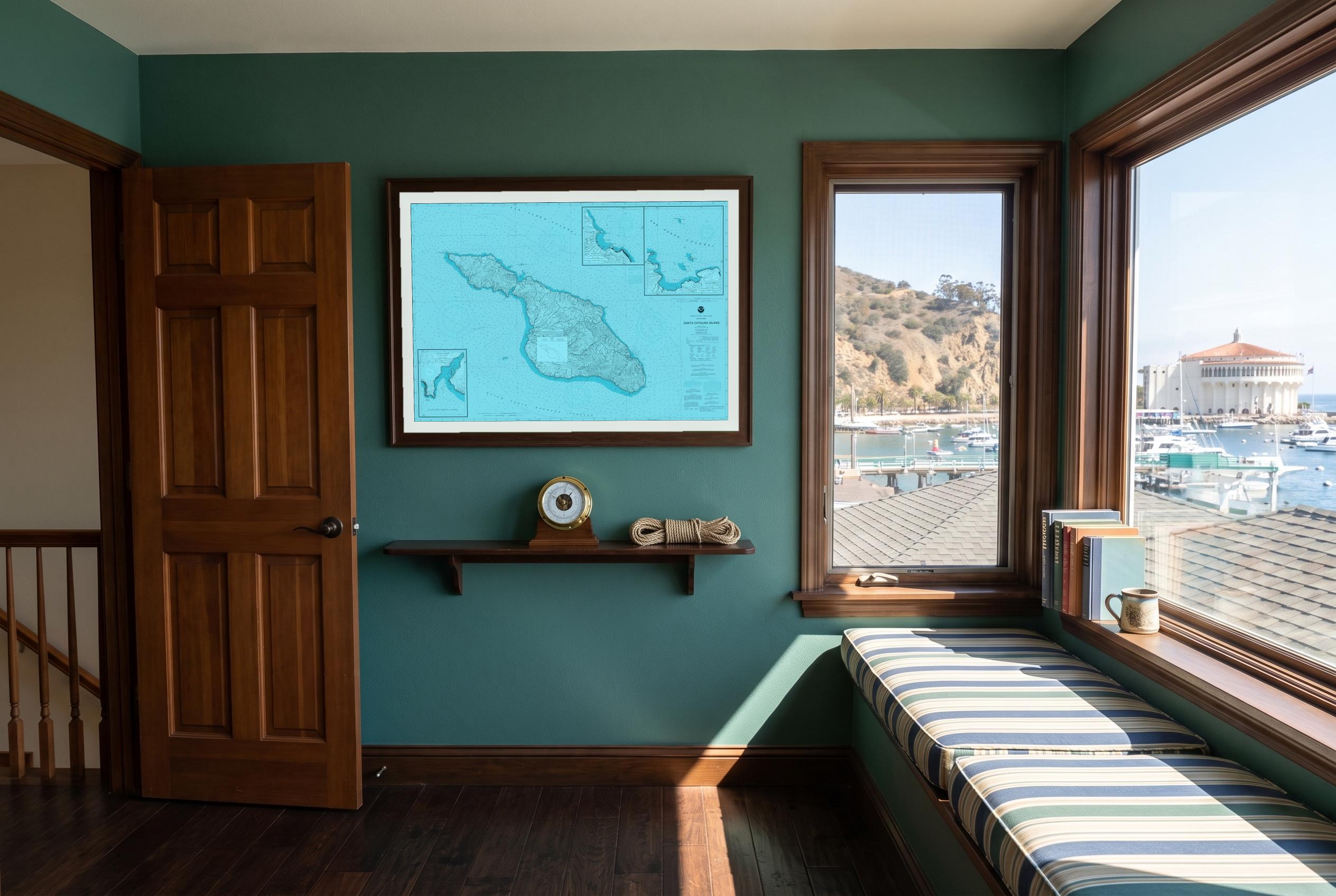 Santa Catalina Island in Riptide, framed in a room