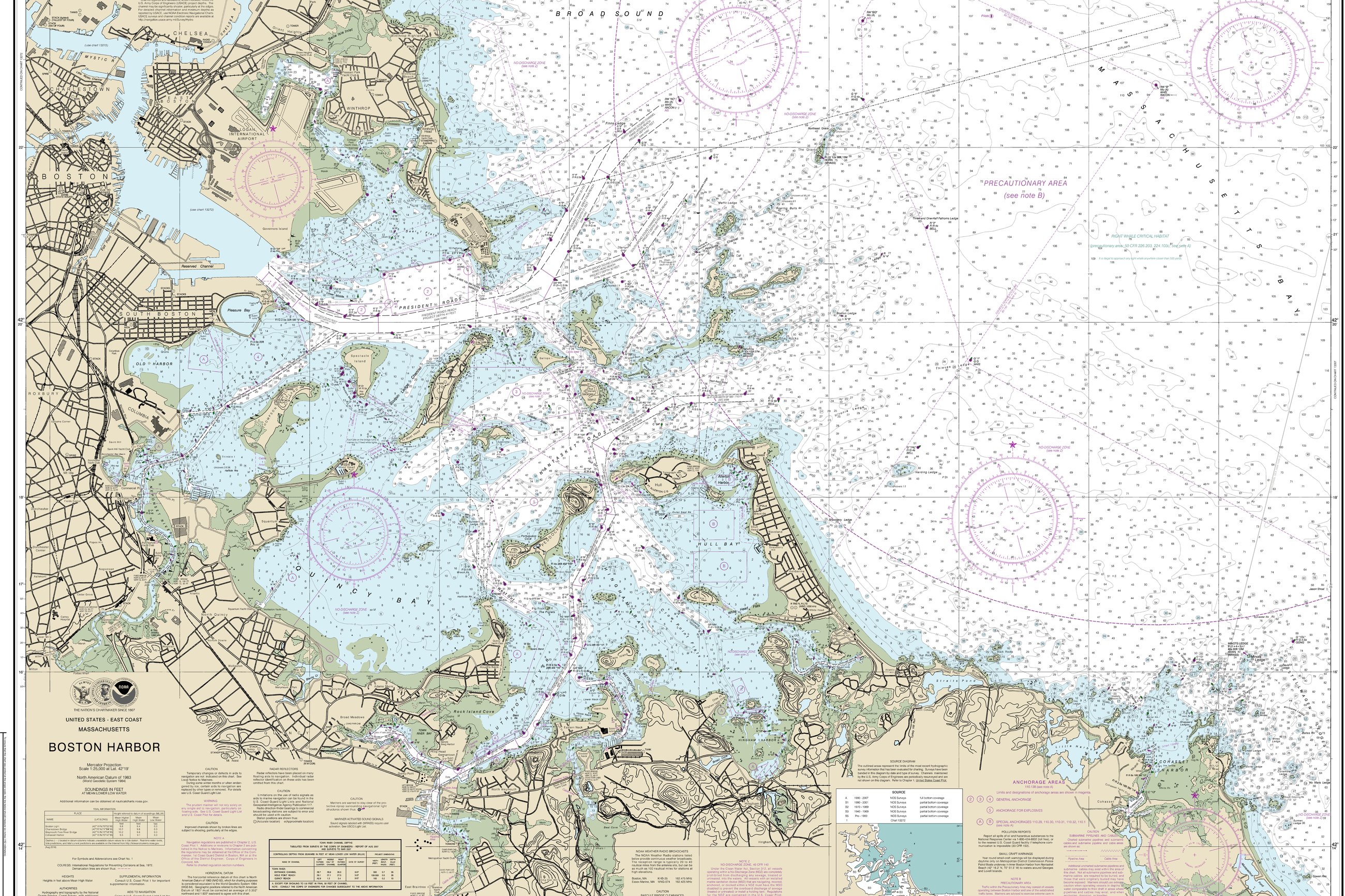 Original NOAA chart 13270, Boston Harbor